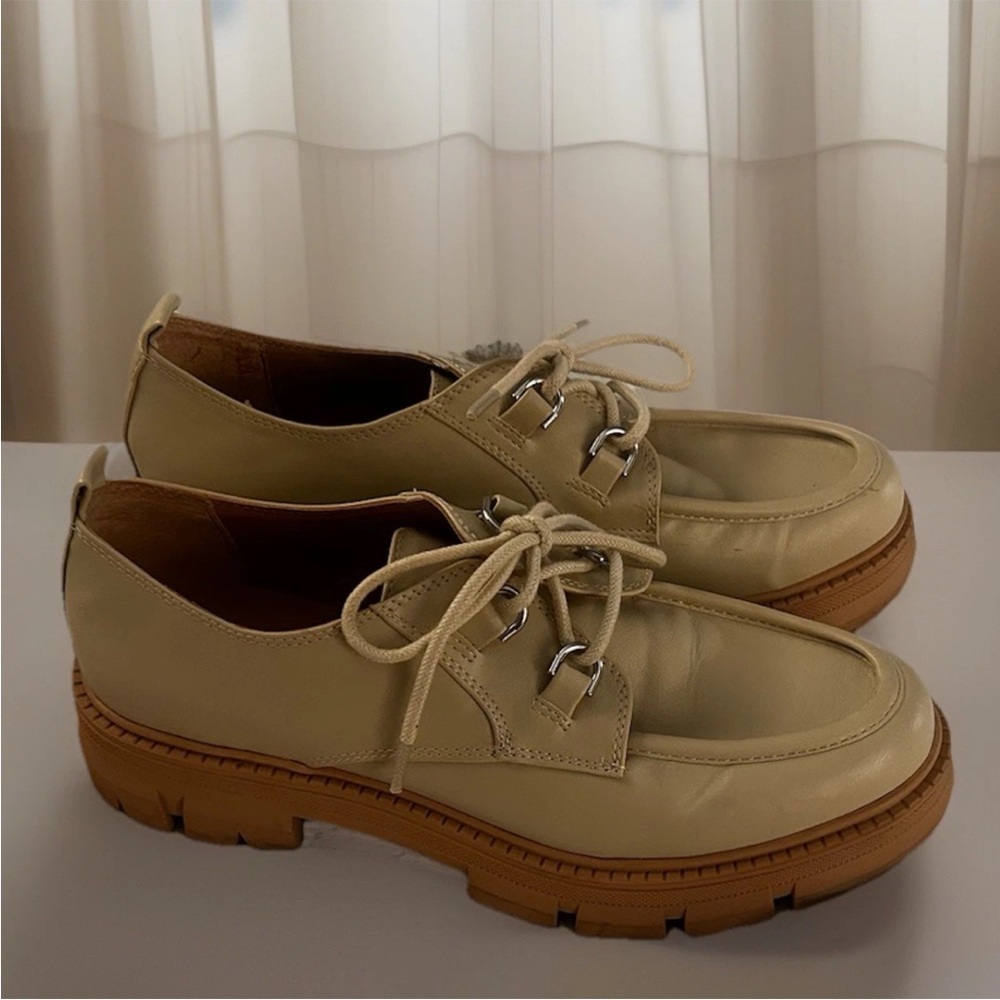 Sun + Stone Lug Sole Leather Oxfords Beige 8